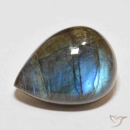 17.96ct Naturale Multicolore Labradorite, Forma a pera, Traslucido