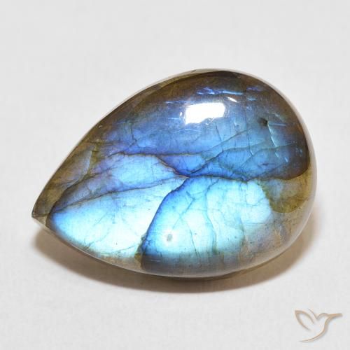 13.71ct Naturale Multicolore Labradorite, Forma a pera, Traslucido