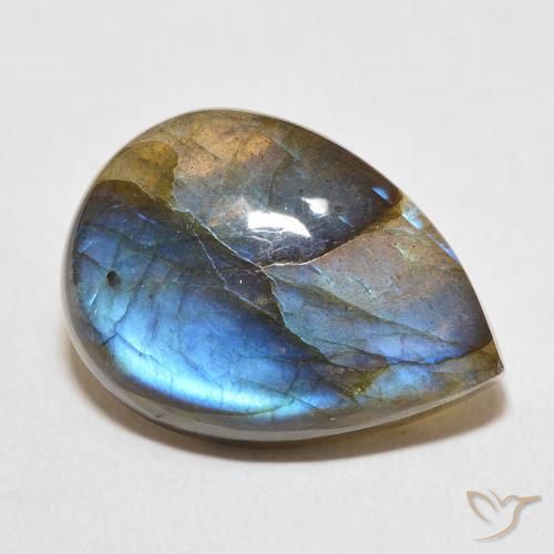 Labradorite Multicolore naturale da 13.71 ct, Forma a pera, Traslucido