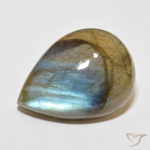 13.87ct Naturale Multicolore Labradorite, Forma a pera, Traslucido