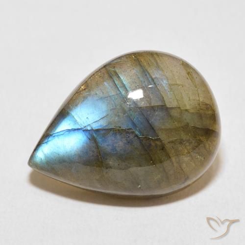 14.31ct Naturale Multicolore Labradorite, Forma a pera, Traslucido