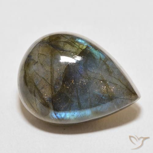 Labradorite Multicolore naturale da 19.61 ct, Forma a pera, Traslucido