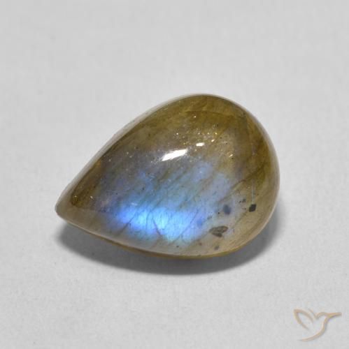 6.34ct Naturale Multicolore Labradorite, Forma a pera, Traslucido