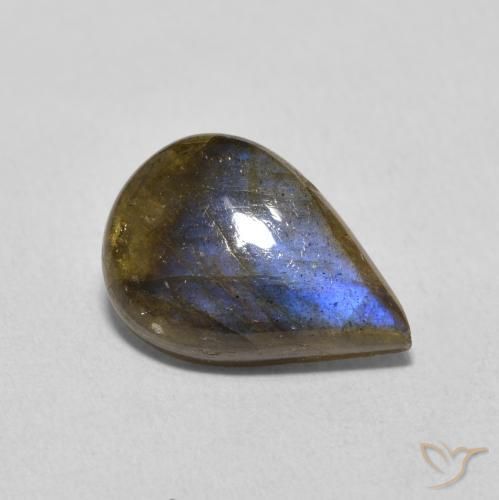 4.18ct Naturale Multicolore Labradorite, Forma a pera, Traslucido
