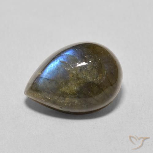 6.44ct Naturale Multicolore Labradorite, Forma a pera, Traslucido