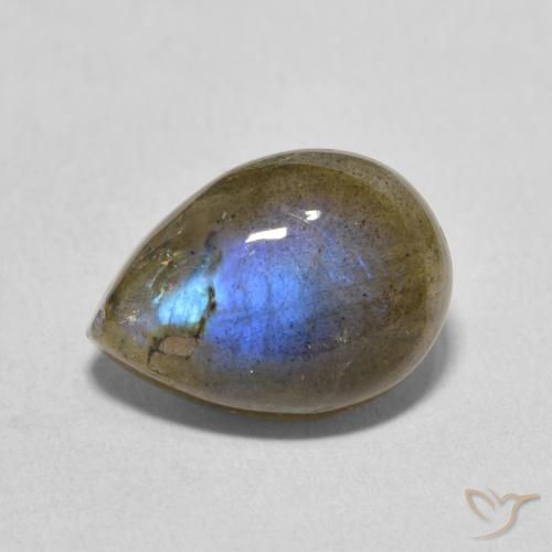 6.76ct Naturale Multicolore Labradorite, Forma a pera, Traslucido