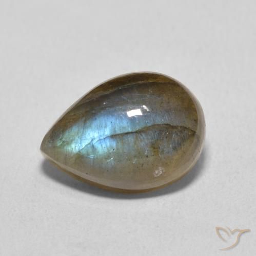 6.49ct Naturale Multicolore Labradorite, Forma a pera, Traslucido