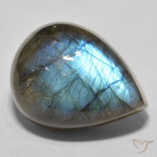 21.51ct Naturale Multicolore Labradorite, Forma a pera, Traslucido