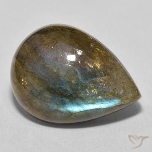 Labradorite Multicolore naturale da 15.57 ct, Forma a pera, Traslucido