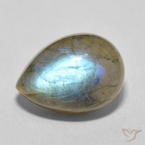 10.31ct Naturale Multicolore Labradorite, Forma a pera, Traslucido