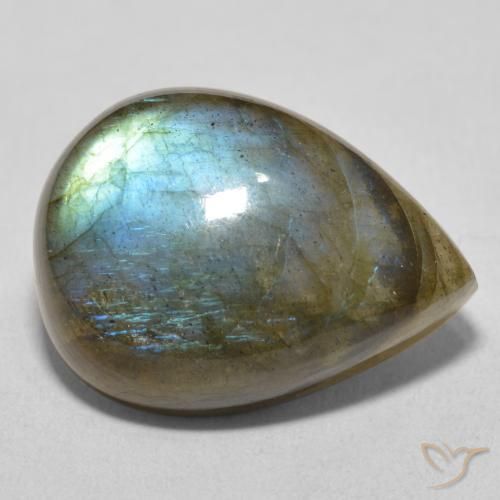 16.90ct Naturale Multicolore Labradorite, Forma a pera, Traslucido
