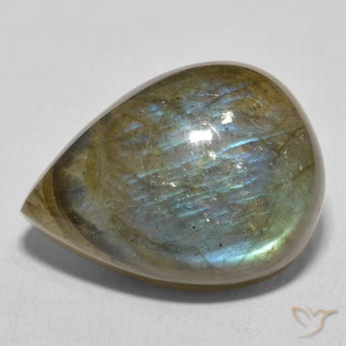 Labradorite Multicolore naturale da 16.90 ct, Forma a pera, Traslucido