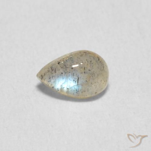0.46ct Naturale Multicolore Labradorite, Forma a pera, Traslucido