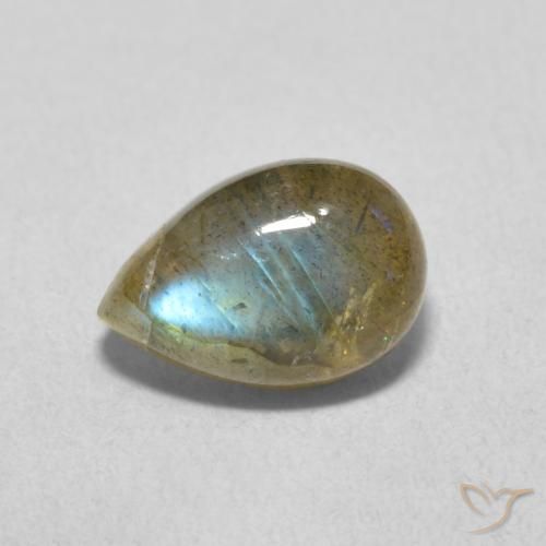 1.89ct Naturale Multicolore Labradorite, Forma a pera, Traslucido
