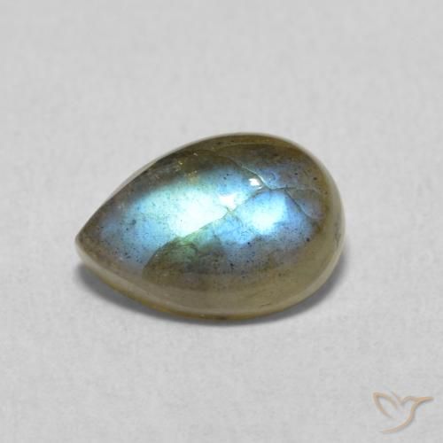 1.78ct Naturale Multicolore Labradorite, Forma a pera, Traslucido