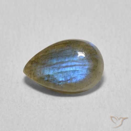 1.54ct Naturale Multicolore Labradorite, Forma a pera, Traslucido