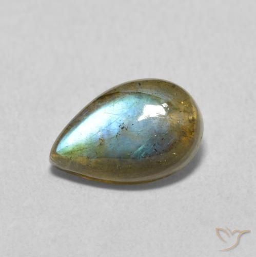 1.43ct Naturale Multicolore Labradorite, Forma a pera, Traslucido