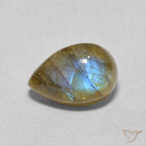 1.77ct Naturale Multicolore Labradorite, Forma a pera, Traslucido