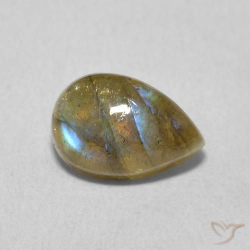 Labradorite Multicolore naturale da 1.77 ct, Forma a pera, Traslucido