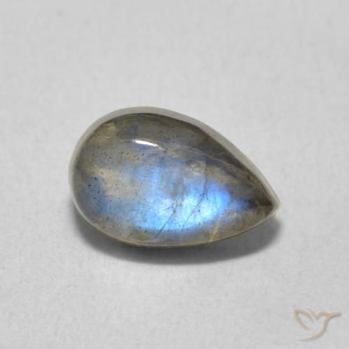 1.63ct Naturale Multicolore Labradorite, Forma a pera, Traslucido