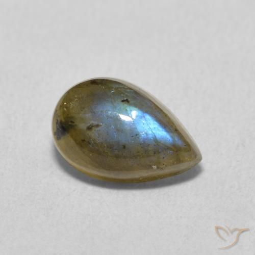 1.59ct Naturale Multicolore Labradorite, Forma a pera, Traslucido