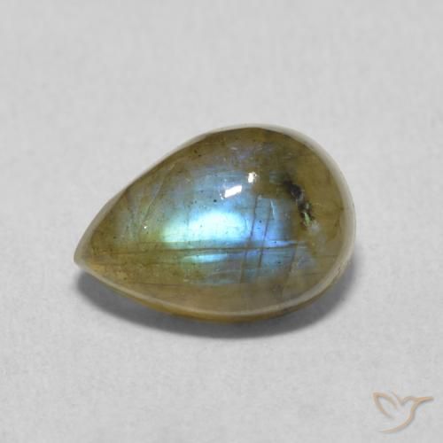 2.44ct Naturale Multicolore Labradorite, Forma a pera, Traslucido