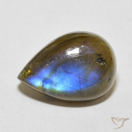 12.28ct Naturale Multicolore Labradorite, Forma a pera, Traslucido