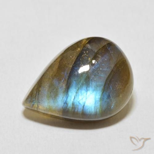 12.83ct Naturale Multicolore Labradorite, Forma a pera, Traslucido