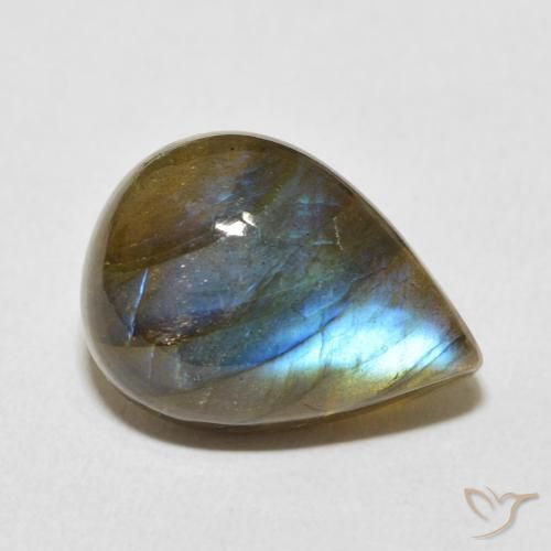 Labradorite Multicolore naturale da 12.83 ct, Forma a pera, Traslucido