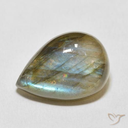 12.23ct Naturale Multicolore Labradorite, Forma a pera, Traslucido