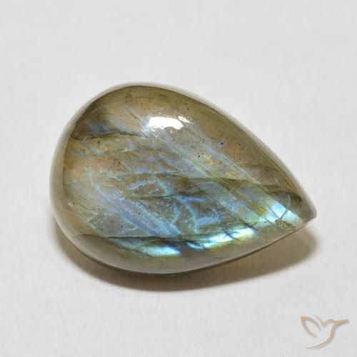 Labradorite Multicolore naturale da 12.23 ct, Forma a pera, Traslucido
