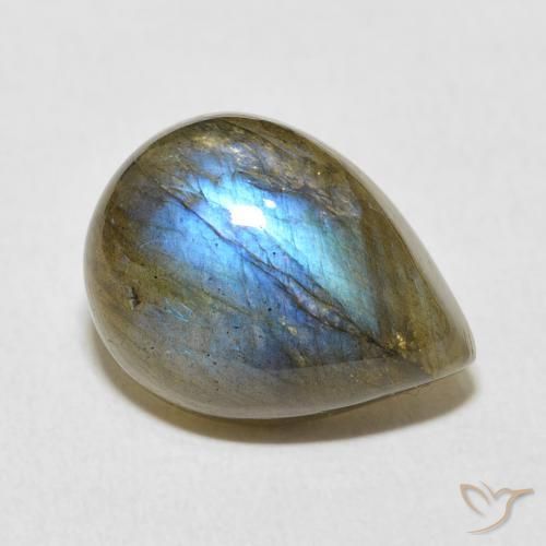 8.12ct Naturale Multicolore Labradorite, Forma a pera, Traslucido