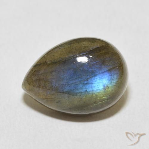 10.42ct Naturale Multicolore Labradorite, Forma a pera, Traslucido