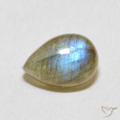 2.58ct Naturale Multicolore Labradorite, Forma a pera, Traslucido