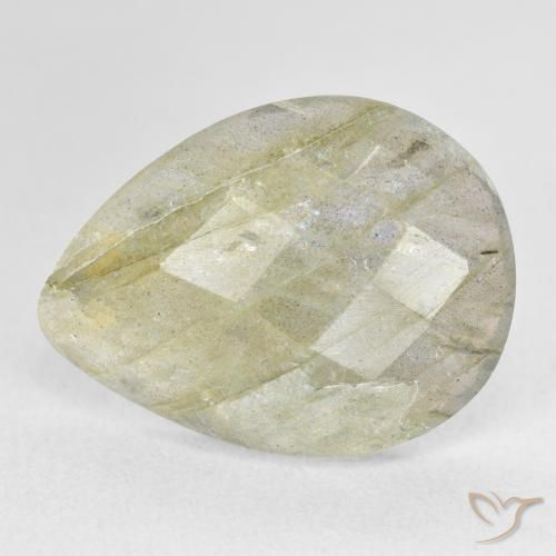 9.61ct Naturale Multicolore Labradorite, Forma a pera, Traslucido