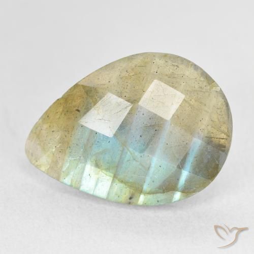 7.21ct Naturale Multicolore Labradorite, Forma a pera, Traslucido