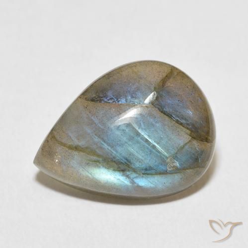 7.51ct Naturale Multicolore Labradorite, Forma a pera, Traslucido