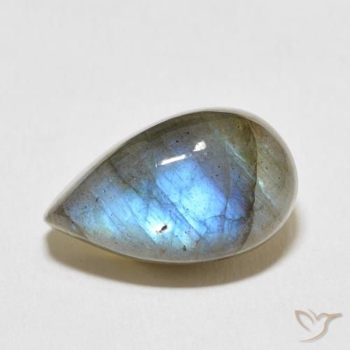11.18ct Naturale Multicolore Labradorite, Forma a pera, Traslucido