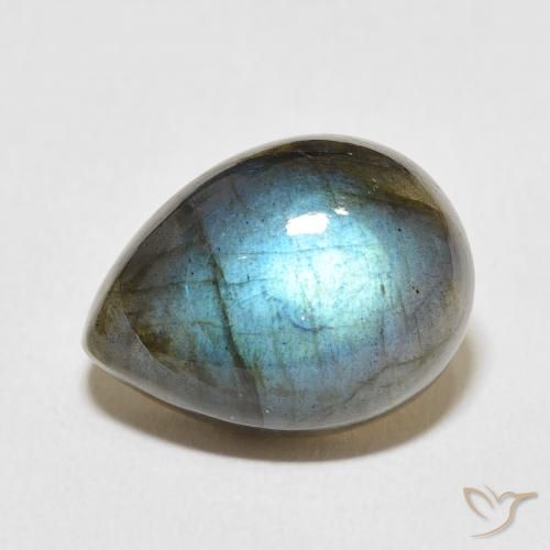 9.66ct Naturale Multicolore Labradorite, Forma a pera, Traslucido