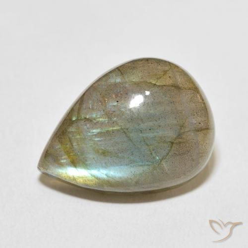 15.65ct Naturale Multicolore Labradorite, Forma a pera, Traslucido