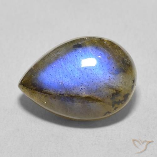 5.98ct Naturale Multicolore Labradorite, Forma a pera, Traslucido