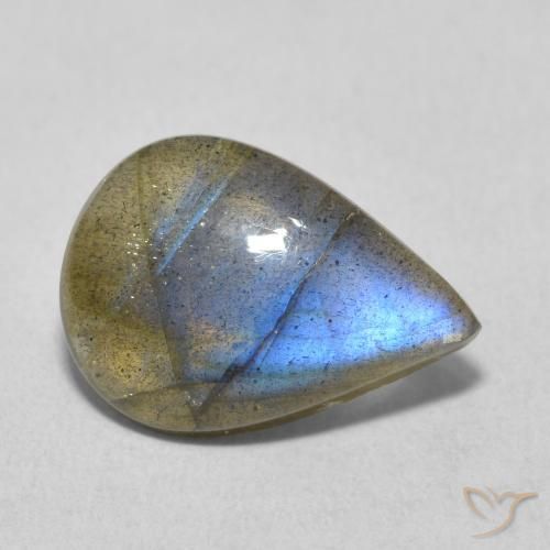 3.98ct Naturale Multicolore Labradorite, Forma a pera, Traslucido
