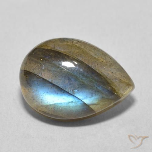 6.00ct Naturale Multicolore Labradorite, Forma a pera, Trasparente/Traslucido