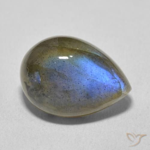 6.49ct Naturale Multicolore Labradorite, Forma a pera, Traslucido