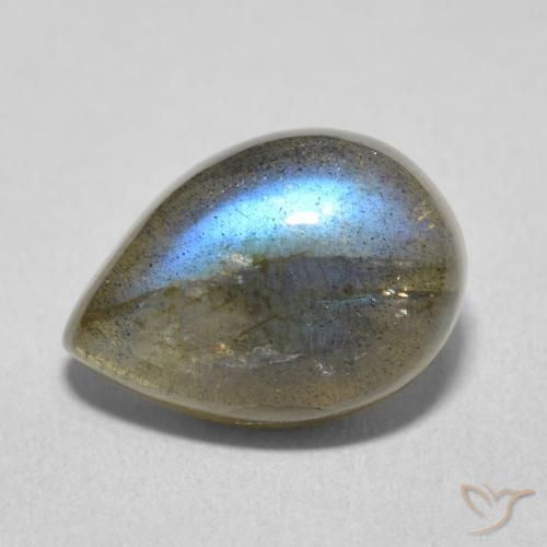 6.16ct Naturale Multicolore Labradorite, Forma a pera, Traslucido