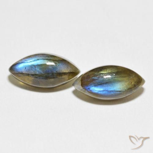 7.68ctw Naturale Multicolore Labradorite, Taglio marquise, Traslucido