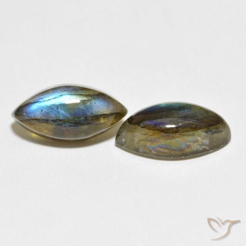 Gemme di Labradorite Multicolore naturale da 7.68 ct, Taglio marquise, Traslucido