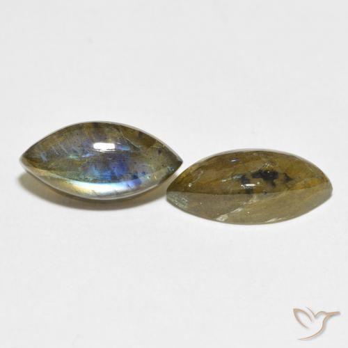 Gemme di Labradorite Multicolore naturale da 6.86 ct, Taglio marquise, Traslucido