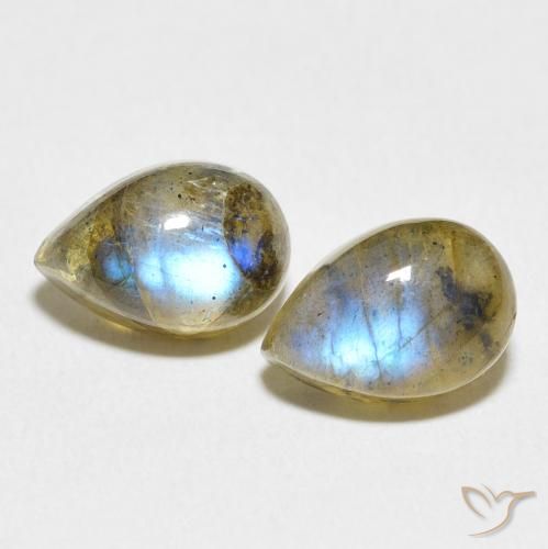 5.04ctw Naturale Multicolore Labradorite, Forma a pera, Trasparente/Traslucido