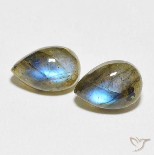 3.20ctw Naturale Multicolore Labradorite, Forma a pera, Traslucido